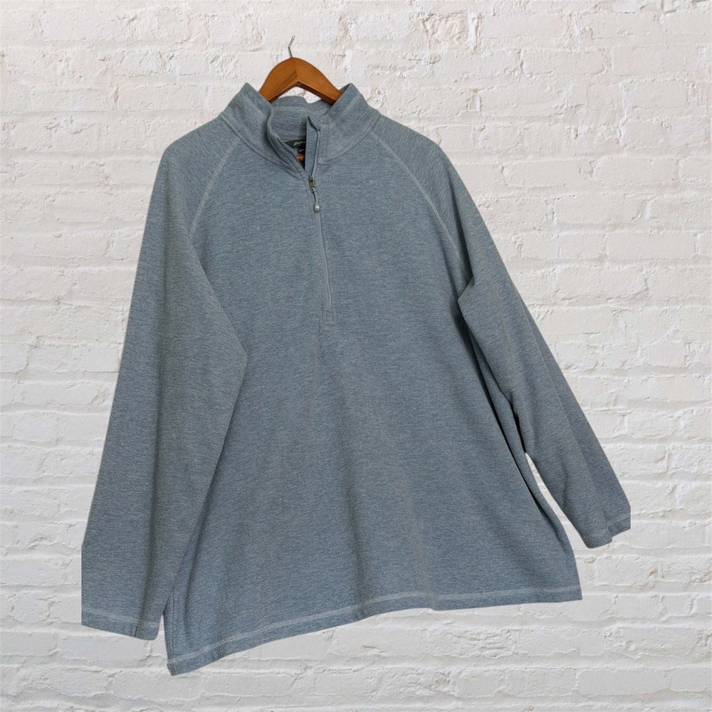 Eddie Bauer Womens 2X Blue Fleece Quarter‎ Zip Pullover Heathered